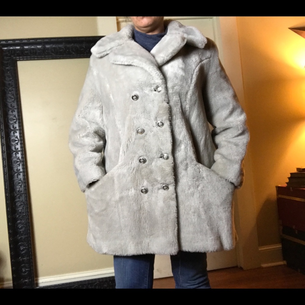 Over-sized Gray Teddy Bear Faux Fur Winter Coat